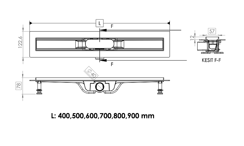 Душевой лоток Timo Smart Double Gap SM-DGG70-LS40(DRY) с решеткой 70 см, изображение 5