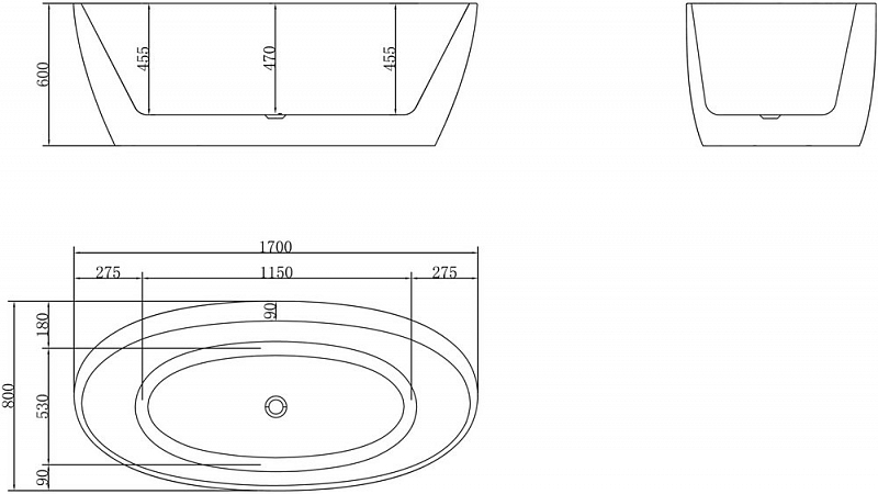 Акриловая ванна BelBagno BB404-1700-800 170х80 , изображение 5