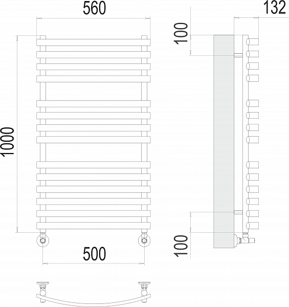 Полотенцесушитель водяной Terminus Капри П14 50х100 , изображение 3