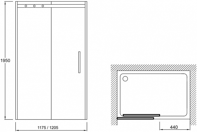 Душевая дверь в нишу Jacob Delafon Contra E22C120-GA 120 см , изображение 2