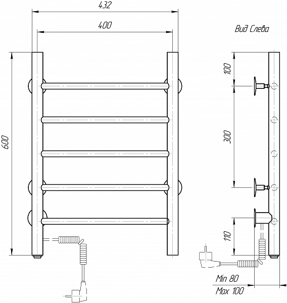 Полотенцесушитель электрический Domoterm Классик 40х60 L , изображение 4