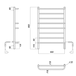 Фото Полотенцесушитель электрический Domoterm Орфей П8 50x80 R