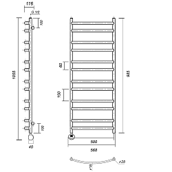 Фото Полотенцесушитель электрический Domoterm Калипсо П12 50x100 L