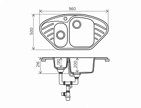 Фото Мойка кухонная Polygran F-14 96х50 серая