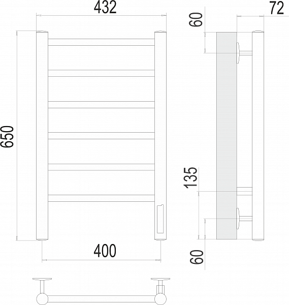 Полотенцесушитель электрический Terminus Аврора П6 40х65 , изображение 3