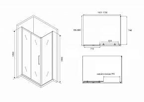 Фото Душевой уголок Abber Schwarzer Diamant AG30170BH-S80B 170x80