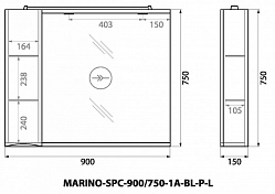 Зеркало-шкаф BelBagno Marino SPC-900/750-1A-B левый , изображение 13