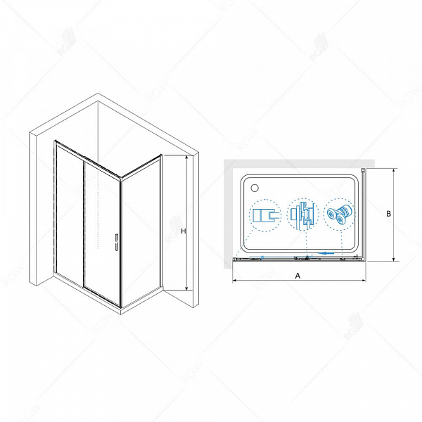 Душевой уголок RGW Leipzig LE-41B (LE-12B + Z-050-2B) 110х80 , изображение 5