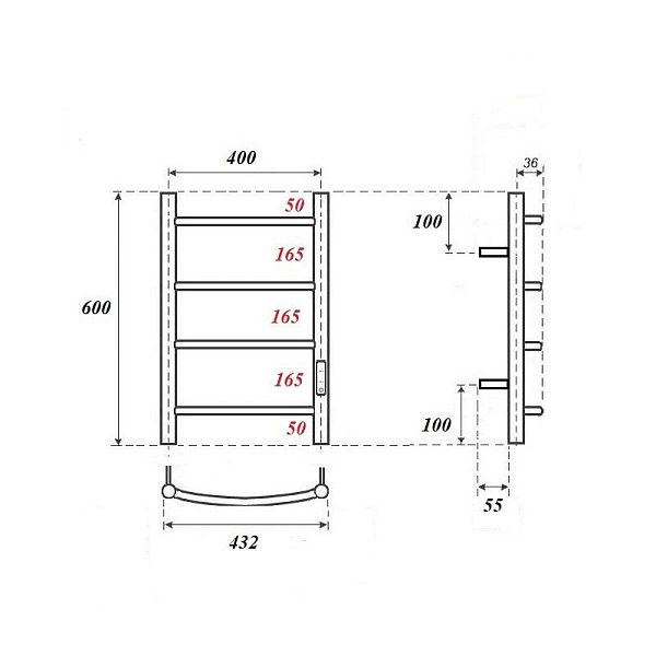 Полотенцесушитель электрический Point Афина П4 40x60 черный , изображение 3