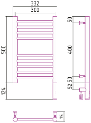 Фото Полотенцесушитель электрический Сунержа Богема 3.0 прямая 50х30 R без покрытия