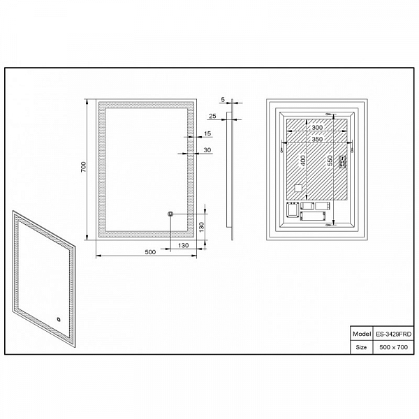 Зеркало Esbano ES-3429FRD 50 , изображение 2