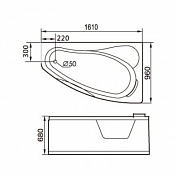 Акриловая ванна Gemy G9046 O R 160х95 , изображение 3