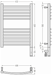 Фото Полотенцесушитель электрический Сунержа Богема 3.0 выгнутая 60х40 R без покрытия