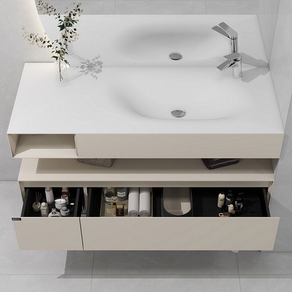 Тумба с раковиной Black&White Universe U955.1200R 120 песочный , изображение 4