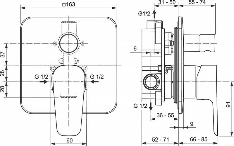 Душевой комплект Ideal Standard Esla BD002XC с внутренней частью , изображение 12