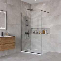 Фото Душевая перегородка BelBagno Kraft L-1-120-C-NERO