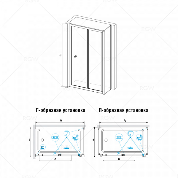 Душевой уголок RGW Classic CL-41 (CL-21 + Z-050-1) 90х80 , изображение 2