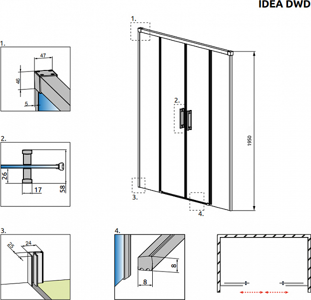 Душевая дверь в нишу Radaway Idea DWD 170 , изображение 7