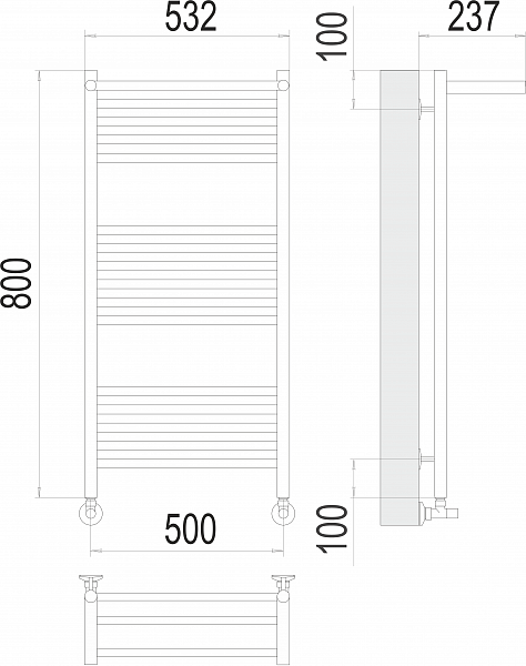 Полотенцесушитель водяной Terminus Аврора П16 50х80 с полкой , изображение 3