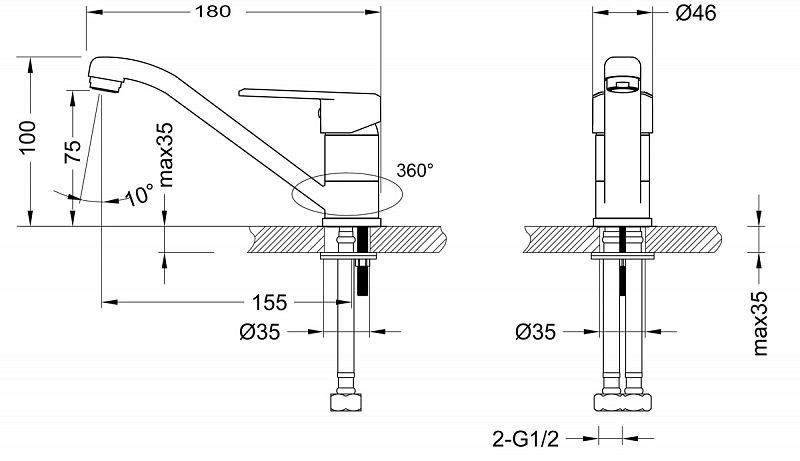 Смеситель Lemark Point LM0307C для раковины , изображение 2