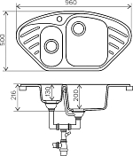 Мойка кухонная Polygran F-14 96х50 белая №26 , изображение 2